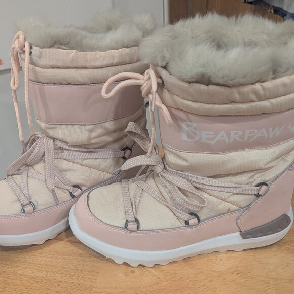 Bearpaw Pink Lace Up Fur Lined Water Resistant Snow Winter Boots, Women's Size 7 - Picture 1 of 9